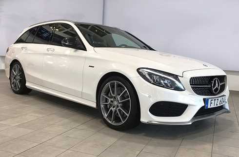 Vit Mercedes Benz C450 T AMG stulen i p-huset vid Malmö entré, Malmö